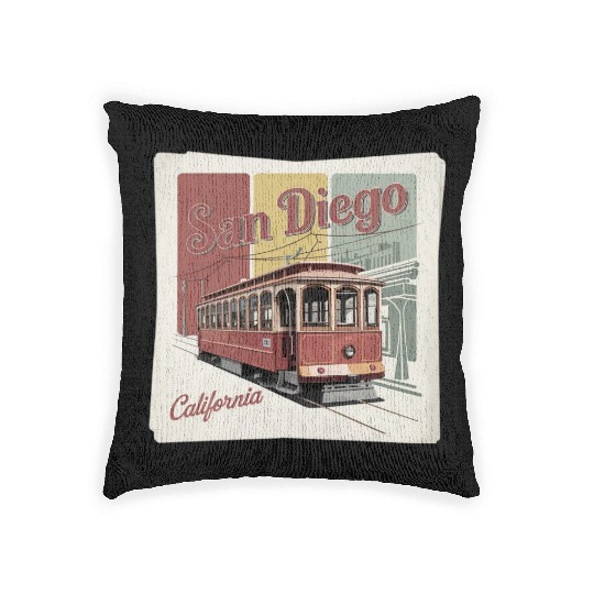 San Diego Gift for Beach and Surf Lovers Woven Pillows