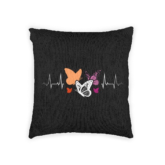 Lesbian Heartbeat Beautiful Butterflies Pride Love Woven Pillows
