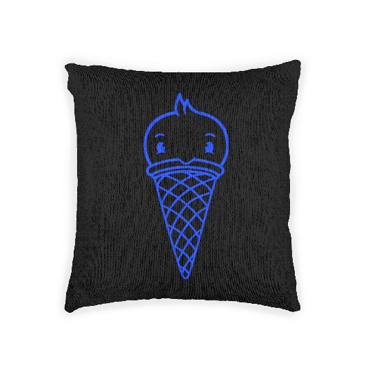 Bird Ice Cream Waffle Scoops Summer Yummy eating Woven Pillows