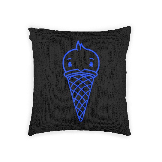 Bird Ice Cream Waffle Scoops Summer Yummy eating Woven Pillows