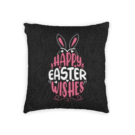 Happy Easter Wishes, Cute Bunny, Spring Celebratio Woven Pillows