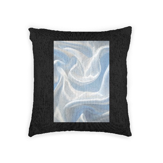 Serene Silk - Blue and White Abstract Woven Pillows