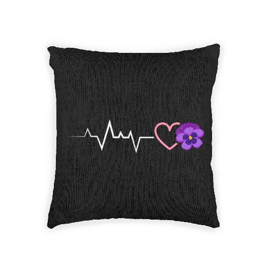 Lesbian Heartbeat Violet Flower Love Pride Woven Pillows