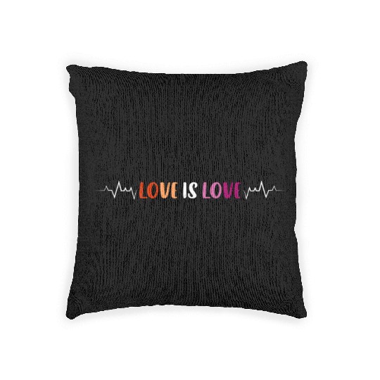 Lesbian Pride Heartbeat Love Is Love Woven Pillows