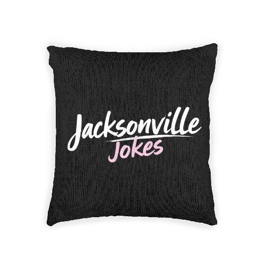 Jacksonville Jokes Brushstroke Text Design in Pink Woven Pillows