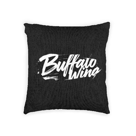 Buffalo wing text Design with Bold Brushstroke Woven Pillows