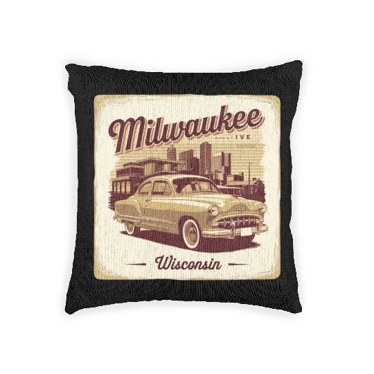Milwaukee Souvenir and Travel Gift Idea Woven Pillows