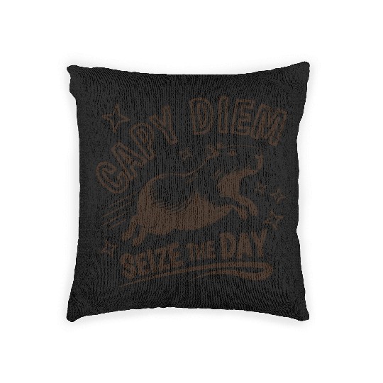 Capy Diem Seize the Day for Capybara enthusiasts Woven Pillows