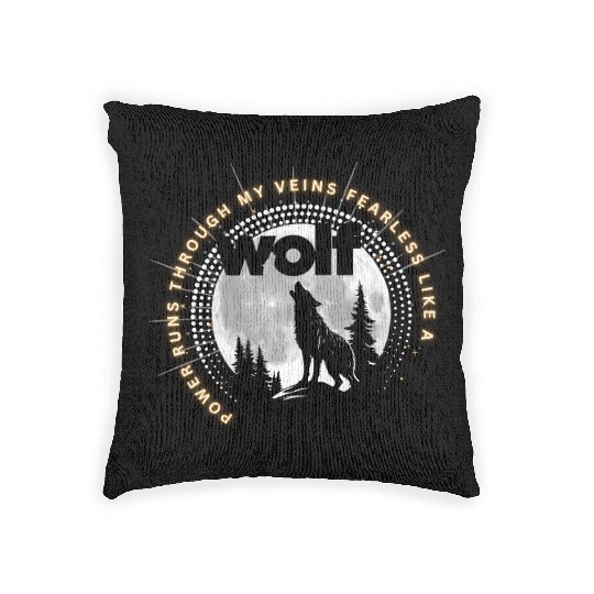 Fearless Wolf Full Moon Woven Pillows