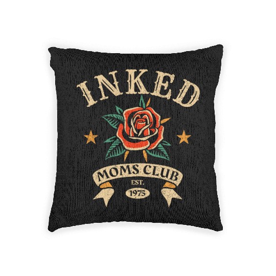 Inked Moms Club – Tattoo Rose Emblem Woven Pillows
