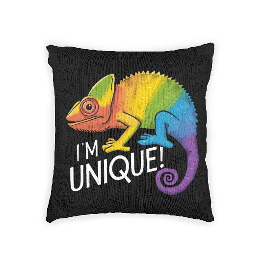 Rainbow Chameleon - "I'm Unique!" Colorful Animal Woven Pillows