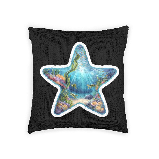 Vibrant Starfish Illustration Woven Pillows