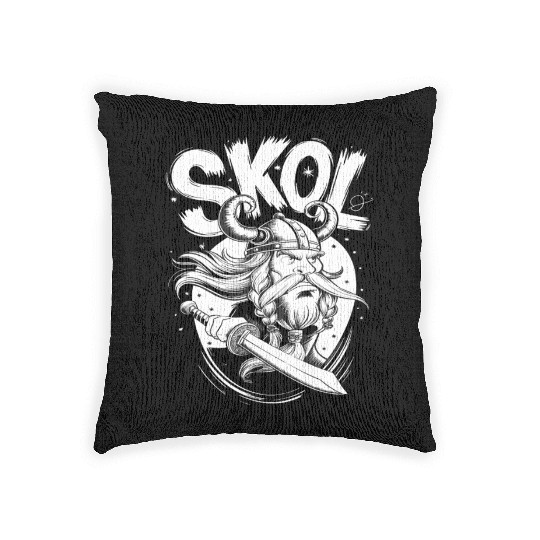Skol Viking Warrior Fantasy Art Adventures Woven Pillows