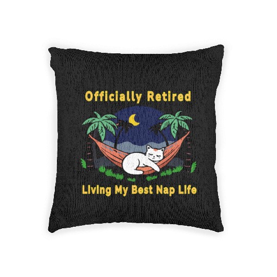 Retired Cat - Living the Dream Woven Pillows