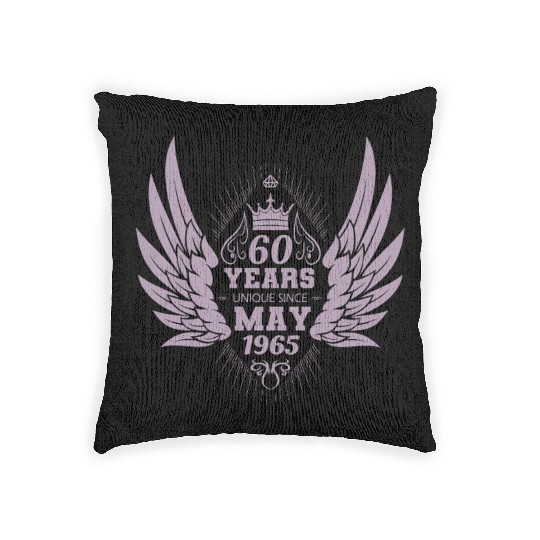 60th birthday angel wings unique since May 1965 Woven Pillows