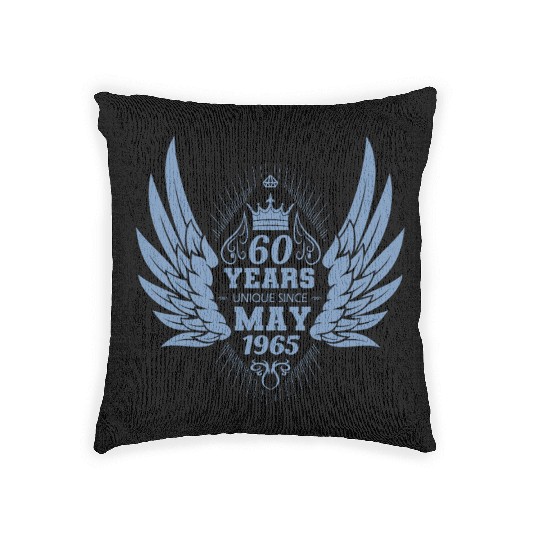 60th birthday angel wings unique since May 1965 Woven Pillows