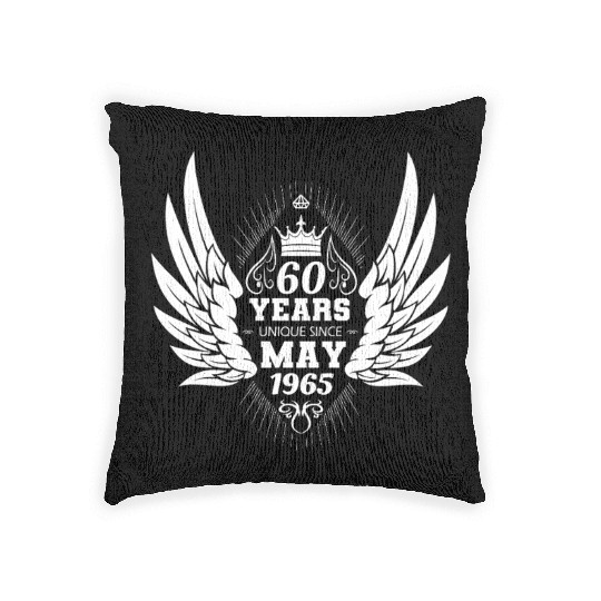 60th birthday angel wings unique since May 1965 Woven Pillows
