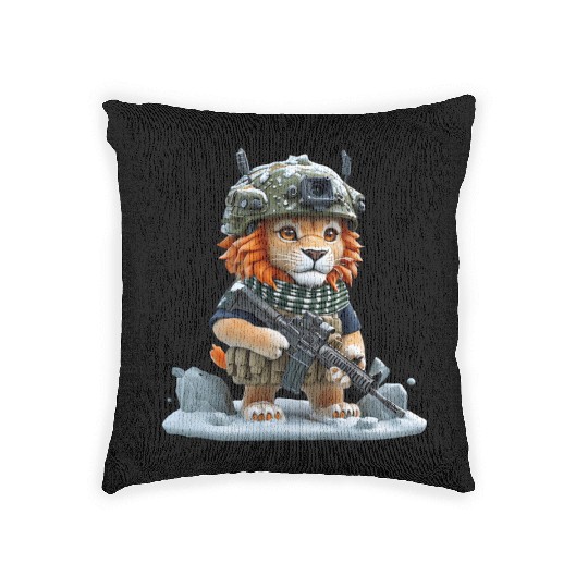 Lion In Military Woven Pillows