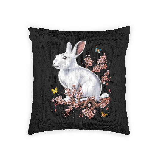 Rabbit Cherry Blossom FULL Woven Pillows