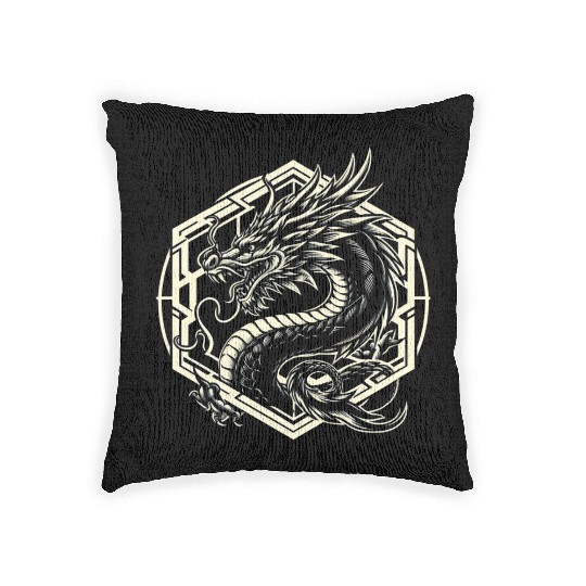 Fierce Tribal Dragon Woven Pillows