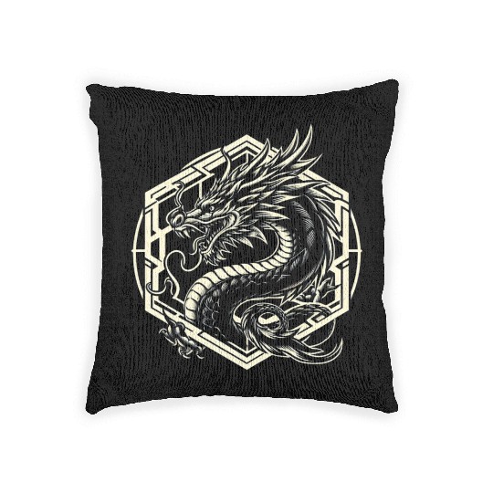 Fierce Tribal Dragon Woven Pillows