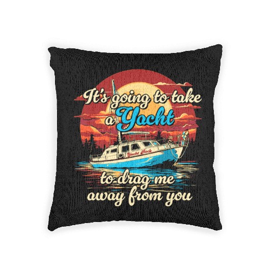 Vintage Style on Back Yacht Rock Party Boat Woven Pillows