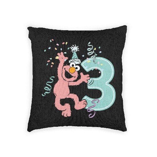 Sesame Street Birthday Design With Elmo 3 Years Woven Pillows