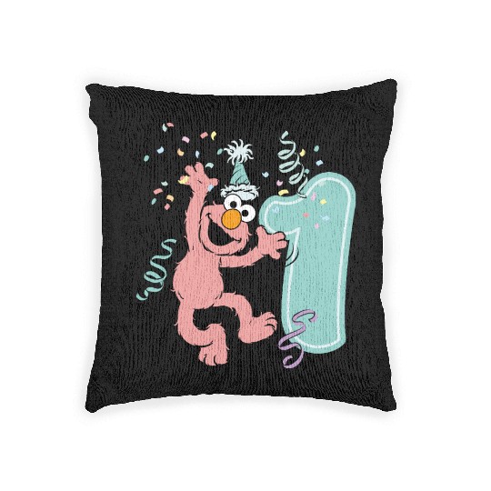Sesame Street Birthday Design With Elmo One Year Woven Pillows