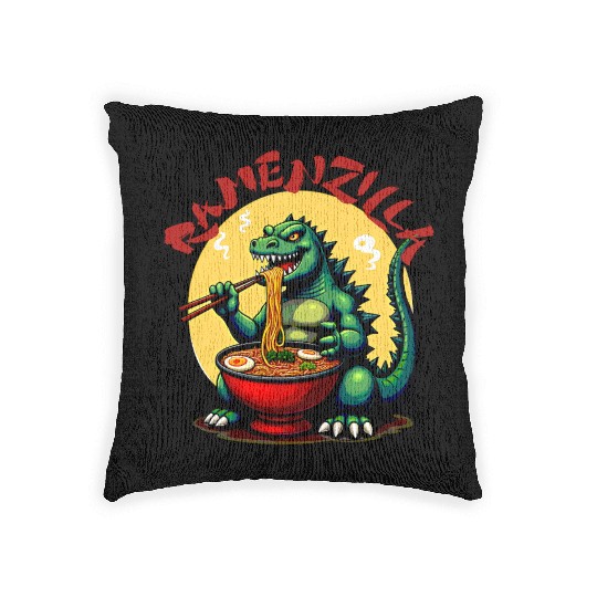 RamenZilla Ramen Noodle Loving Kaiju Monster Woven Pillows