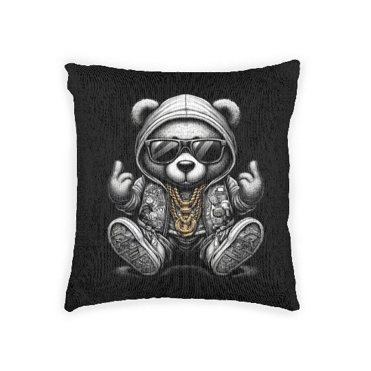 Hip Hop Teddy Bear Woven Pillows