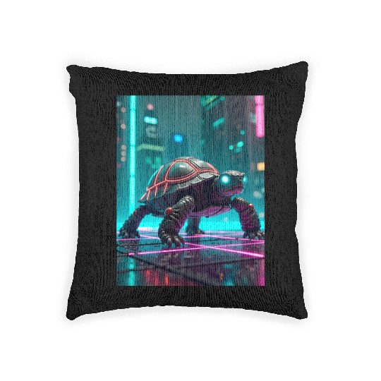 Cyberpunk Turtle Woven Pillows