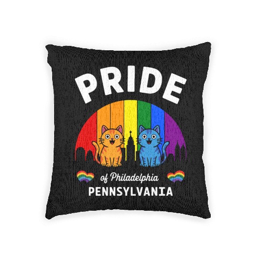 Pride of Philadelphia City Pennsylvania USA Rainbo Woven Pillows