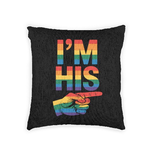 I'm His Gay Couple Matching LGBTQ Pride Woven Pillows