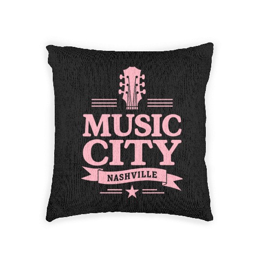 Music City Nashville Guitar Tennessee Woven Pillows