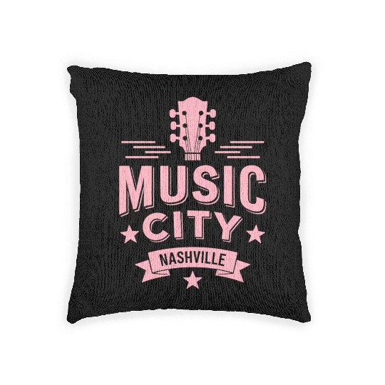 Music City Nashville Guitar Tennessee Woven Pillows