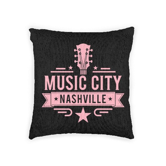 Music City Nashville Guitar Tennessee Woven Pillows