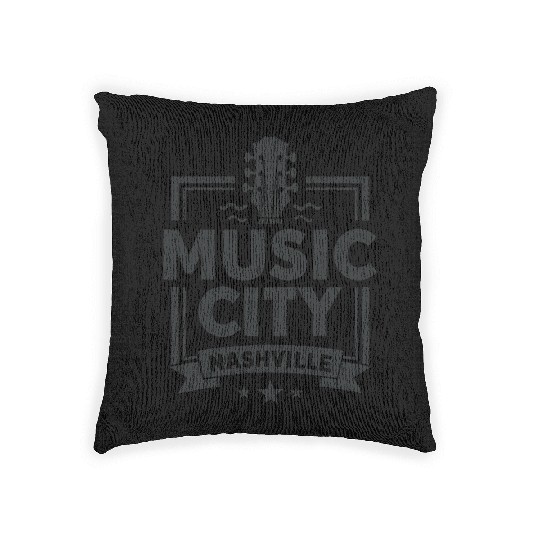 Music City Nashville Guitar Tennessee Woven Pillows