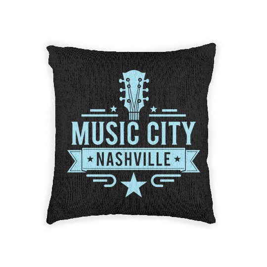 Music City Nashville Guitar Tennessee Woven Pillows