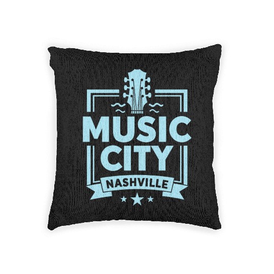 Music City Nashville Guitar Tennessee Woven Pillows