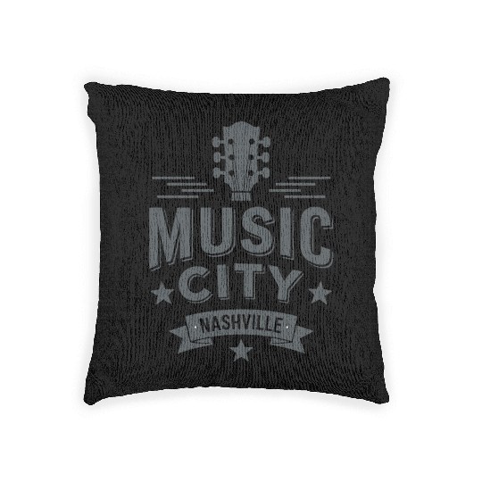 Music City Nashville Guitar Tennessee Woven Pillows