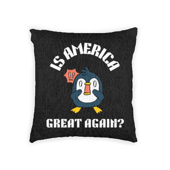 Funny no tariffs penguin Woven Pillows