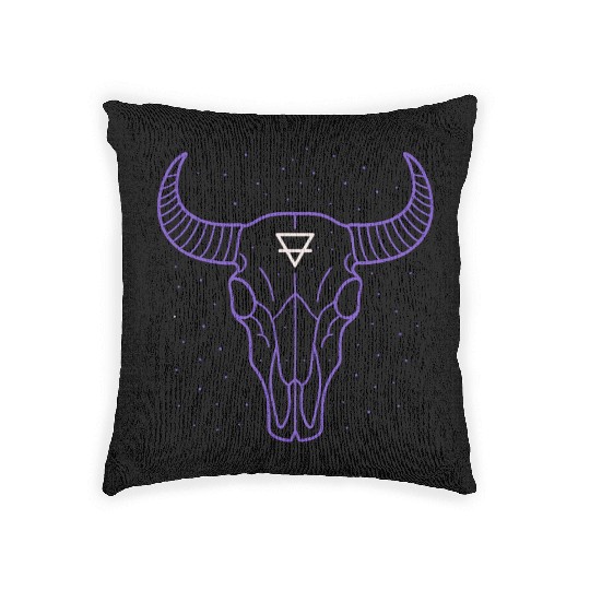 Earth Symbol Bull Skull | Mystic Minimal Art Woven Pillows