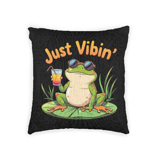 Just Vibin' Summer Frog Woven Pillows