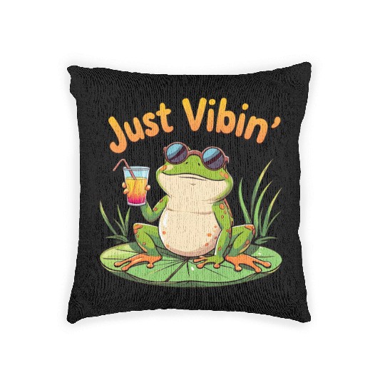 Just Vibin' Summer Frog Woven Pillows