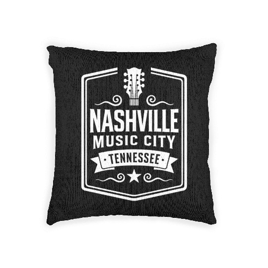Nashville Music City Guitar Tennessee Woven Pillows
