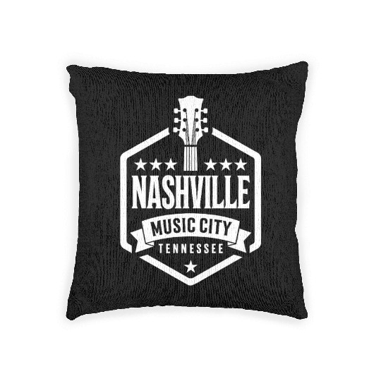 Nashville Music City Guitar Tennessee Woven Pillows