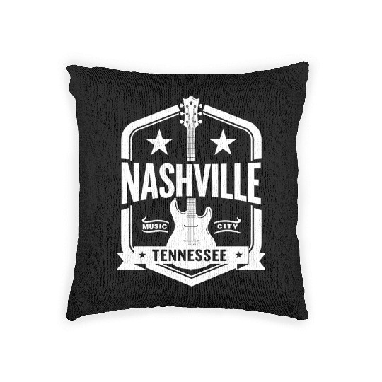 Nashville Music City Guitar Tennessee Woven Pillows