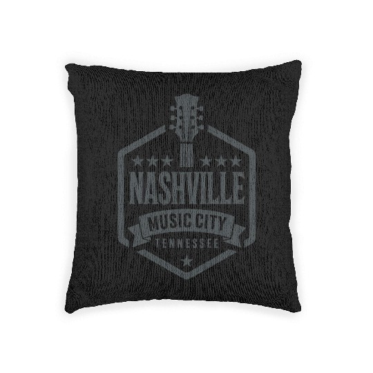 Nashville Music City Guitar Tennessee Woven Pillows