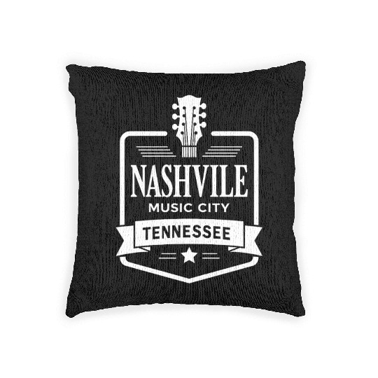 Nashville Music City Guitar Tennessee Woven Pillows