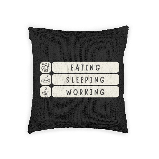 Eat Sleep Work Repeat - Funny Daily Routine Meme Woven Pillows